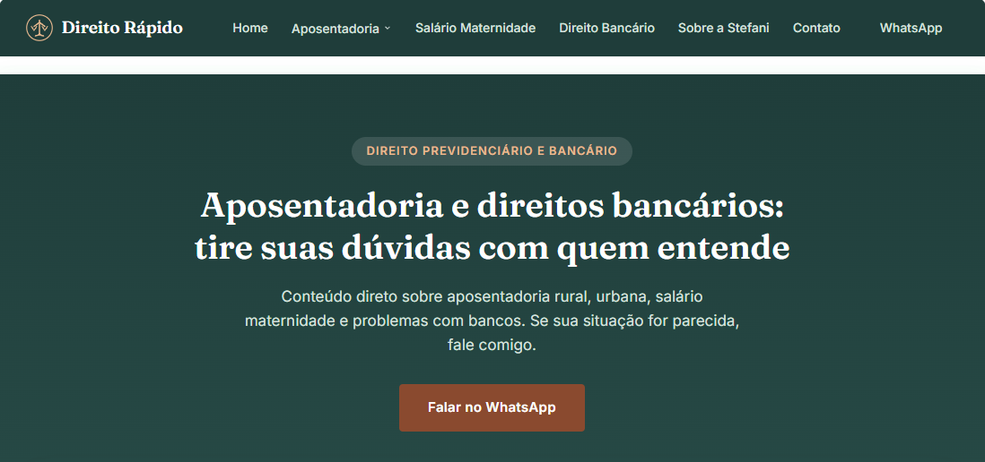 Prévia do site Direito Rápido
