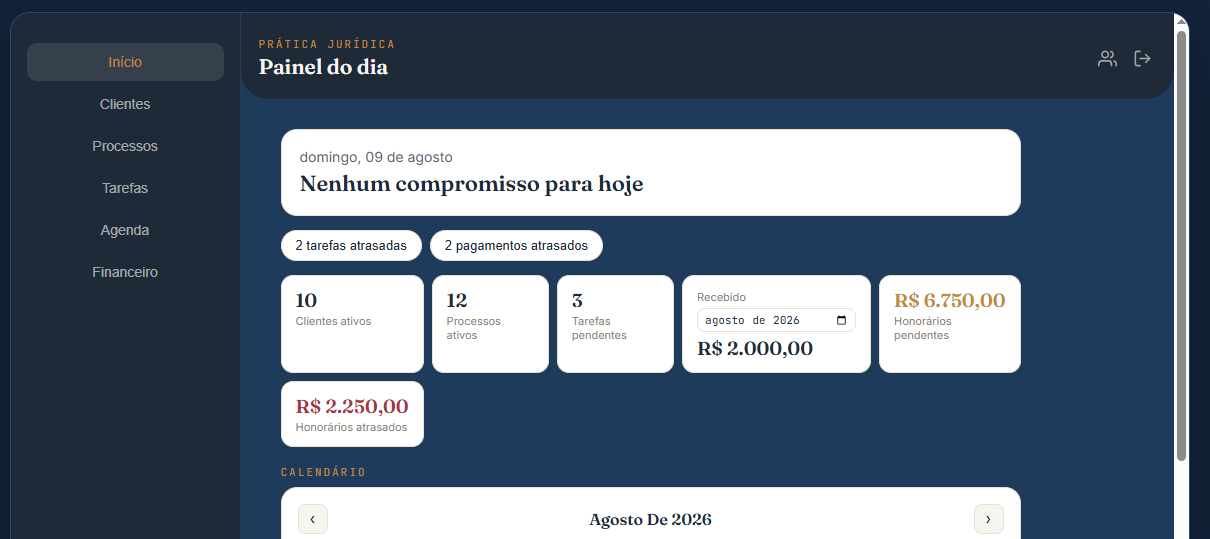 Prévia do painel de gestão de prazos